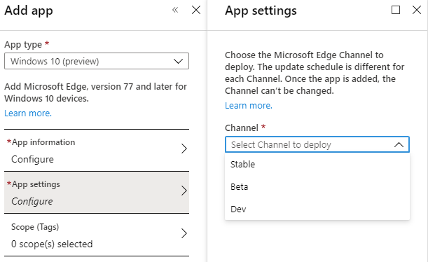 Selecting Edge channel for deployment